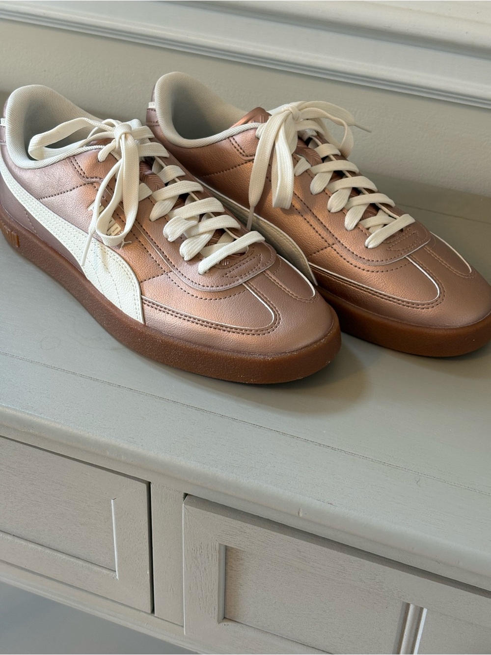 Puma Women’s Metallic Rose Gold Sneakers with White Formstrip